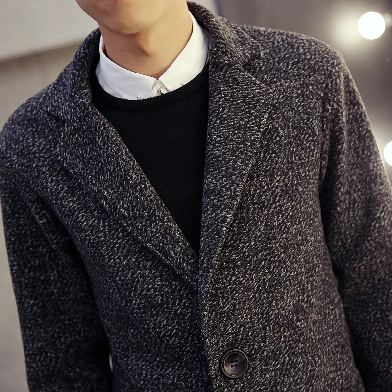 2018 Новый весна осень мужские зимние куртки шерстяные бленды бушлат Мужская