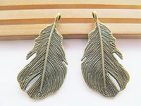 6pcs 24 56mmx46 88mm antique silver toneantique bronze filigree feather pendant charmfindingdiy accessory jewelry making