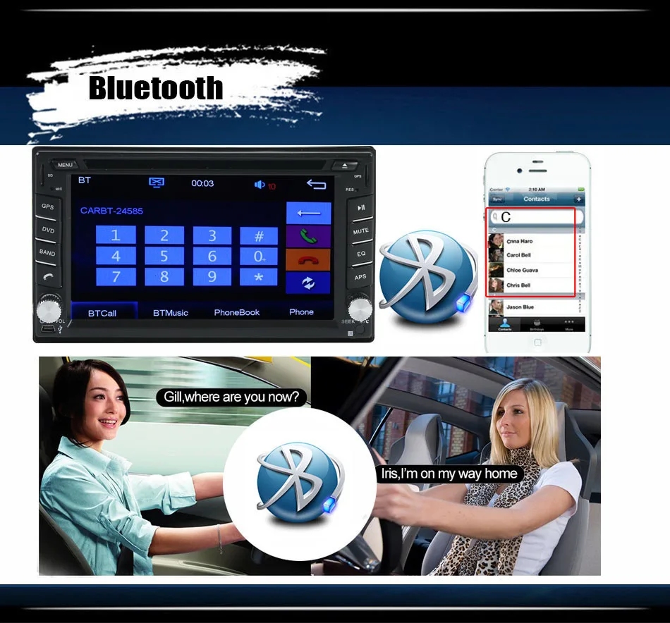 Автомобильный DVD-плеер 2 Din GPS 6 дюйма стерео BT радио CD MP3 MP4 2-ядерный с камерой |