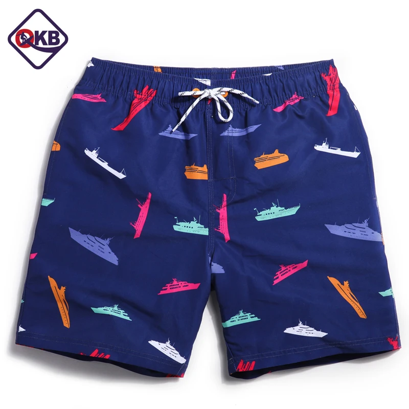 Qikerbong мужские и женские пляжные шорты темно-синие летние купальные для