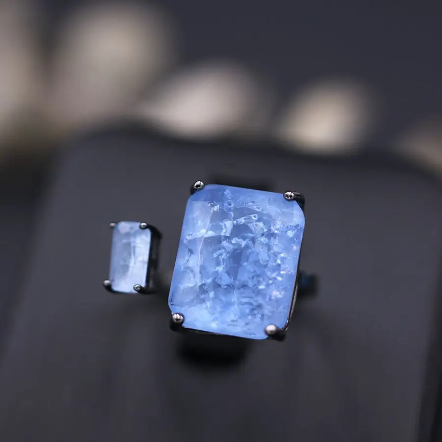 Женское Открытое кольцо с квадратным камнем регулируемое разноцветным цирконом