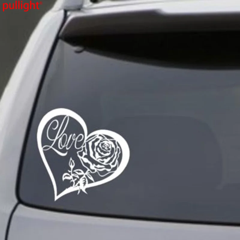Виниловая наклейка LOVE HEART ROSE на окно автомобиля для стенок бампера символ