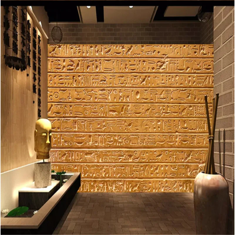 Пользовательские Papel де Parede Египетский рельефный камень планшет текст 3D