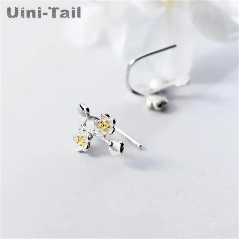 Uini Tail хит продаж новое серебро 925 пробы корейские серьги сливы модные цветочные