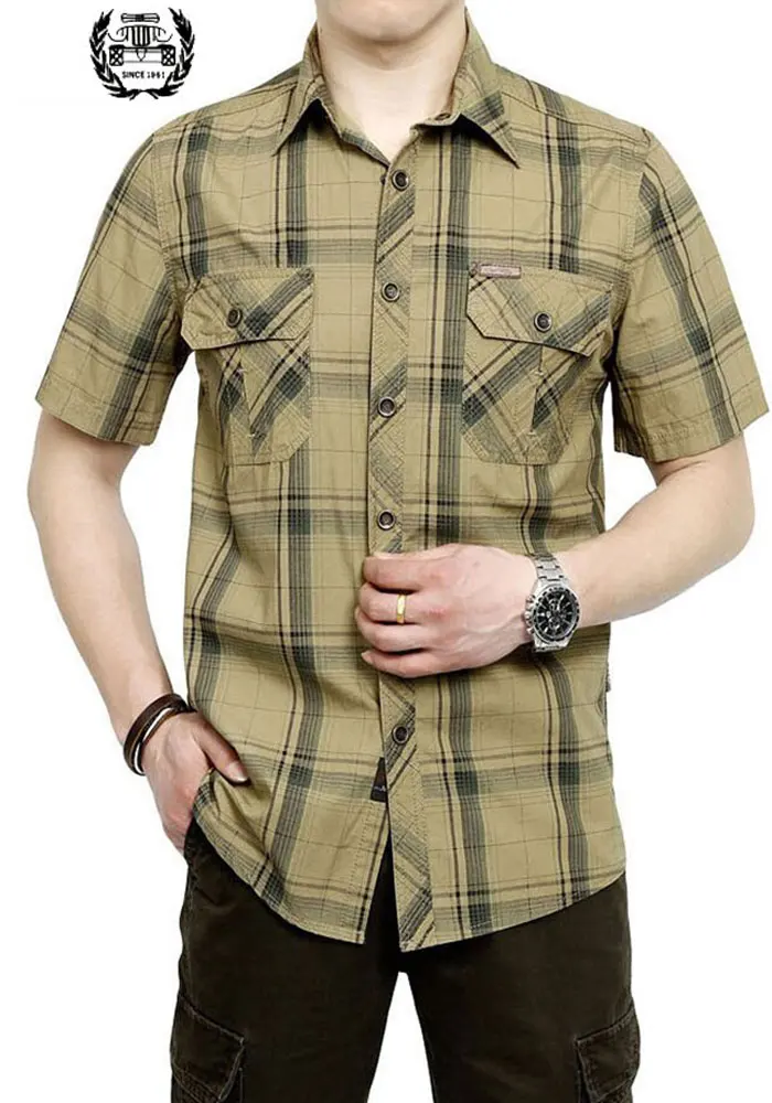 M~ 5XL 3 цвета Новинка лета размера плюс клетчатая Повседневная рубашка мужская хлопковая рубашка с коротким рукавом Горячая Распродажа брендовая одежда