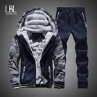 Спортивный костюм для мужчин, зимняя камуфляжная толстовка с капюшоном, повседневная, теплая, толстая, флисовая, 2 предмета, куртка + брюки, Moleton Masculino