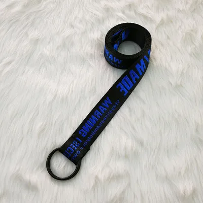 black blue Harajuku Мужской Женский унисекс холщовый нейлоновый длинный ремень поясной ремень Мини Тонкий вышитый буквенный принт металлическая пряжка лента джинсовый ремень - Цвет: black blue