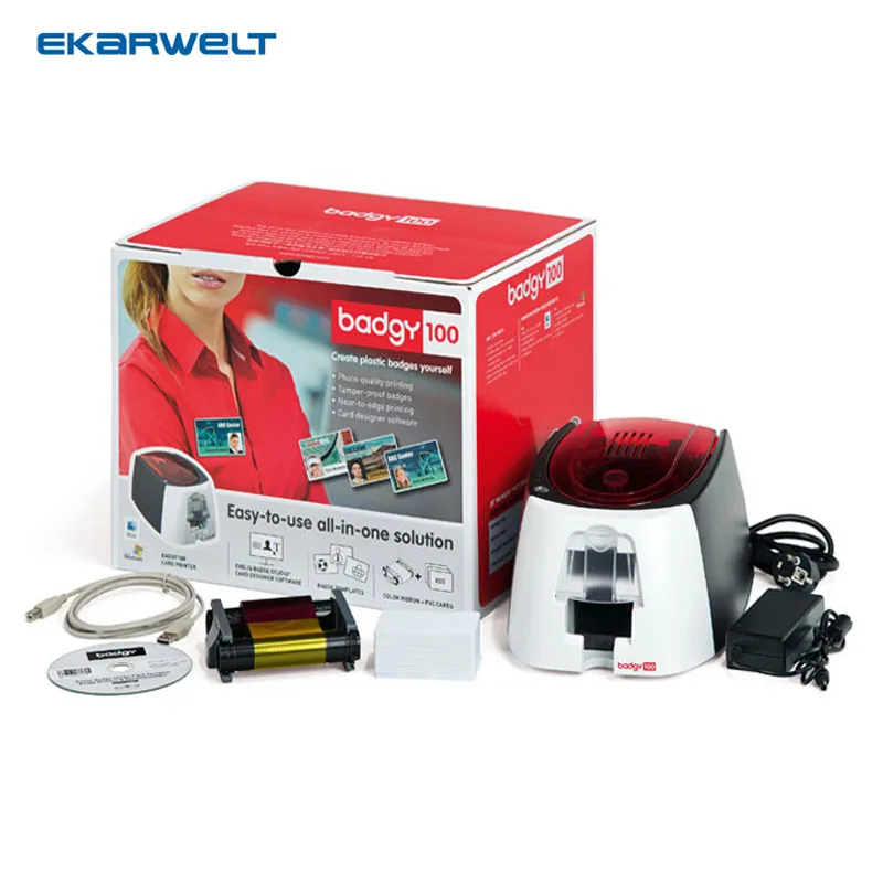 Карточный принтер Evolis Badgy100 односторонняя печать не кромная 260x300 dpi USB2.0 16