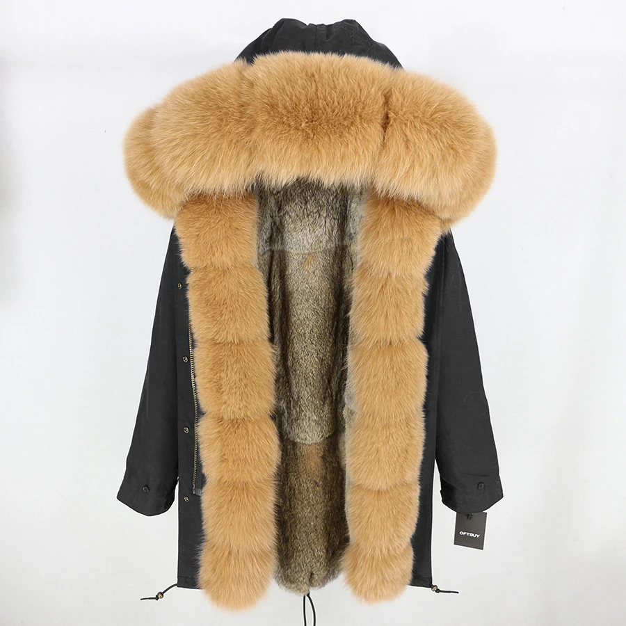 17 OFTBUY, зимняя женская куртка, пальто из натурального меха, длинная парка, Воротник из натурального Лисьего меха, капюшон, подкладка из кроличьего меха, толстая теплая верхняя одежда, бренд - Цвет: 17