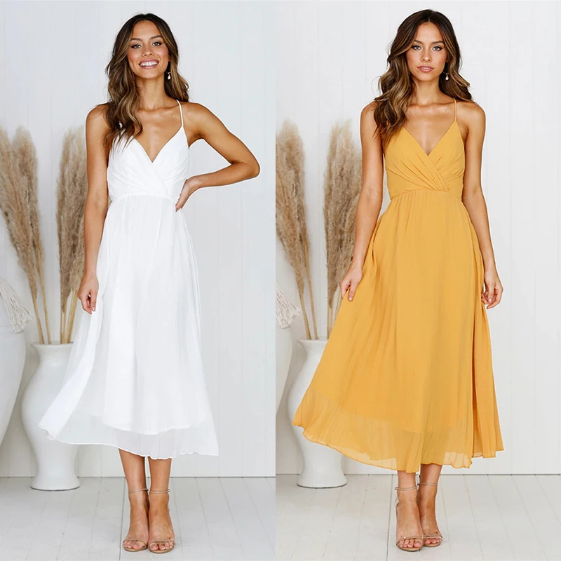 Сексуальное женское длинное платье с v-образным вырезом без рукавов открытой