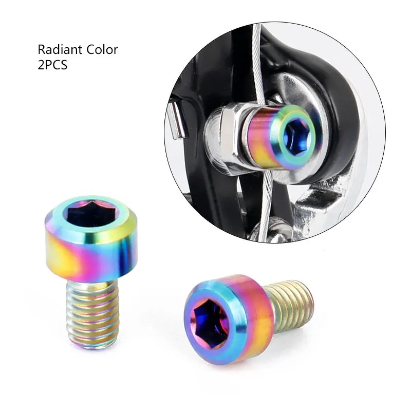 Radiant Color Deemount 2 шт./лот Ti TC4 болты M6* 10 мм с шестигранной головкой для велосипедного тормозного кабеля крепления MTB шоссейного велосипеда части V/C тормоза титановые винты - Цвет: Radiant Color