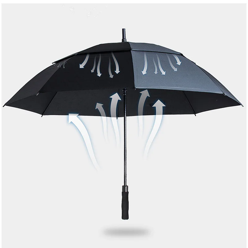 Длинная ручка гольф зонтик двойной Слои Автоматический складной