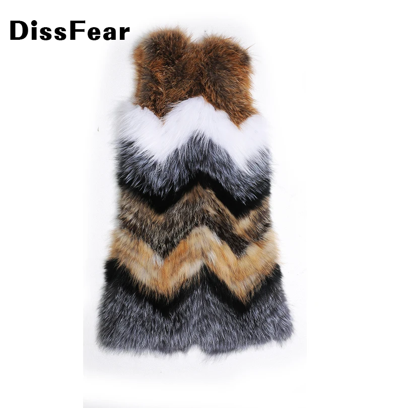 Женский Длинный жилет из натурального Лисьего меха зимняя куртка пальто женский