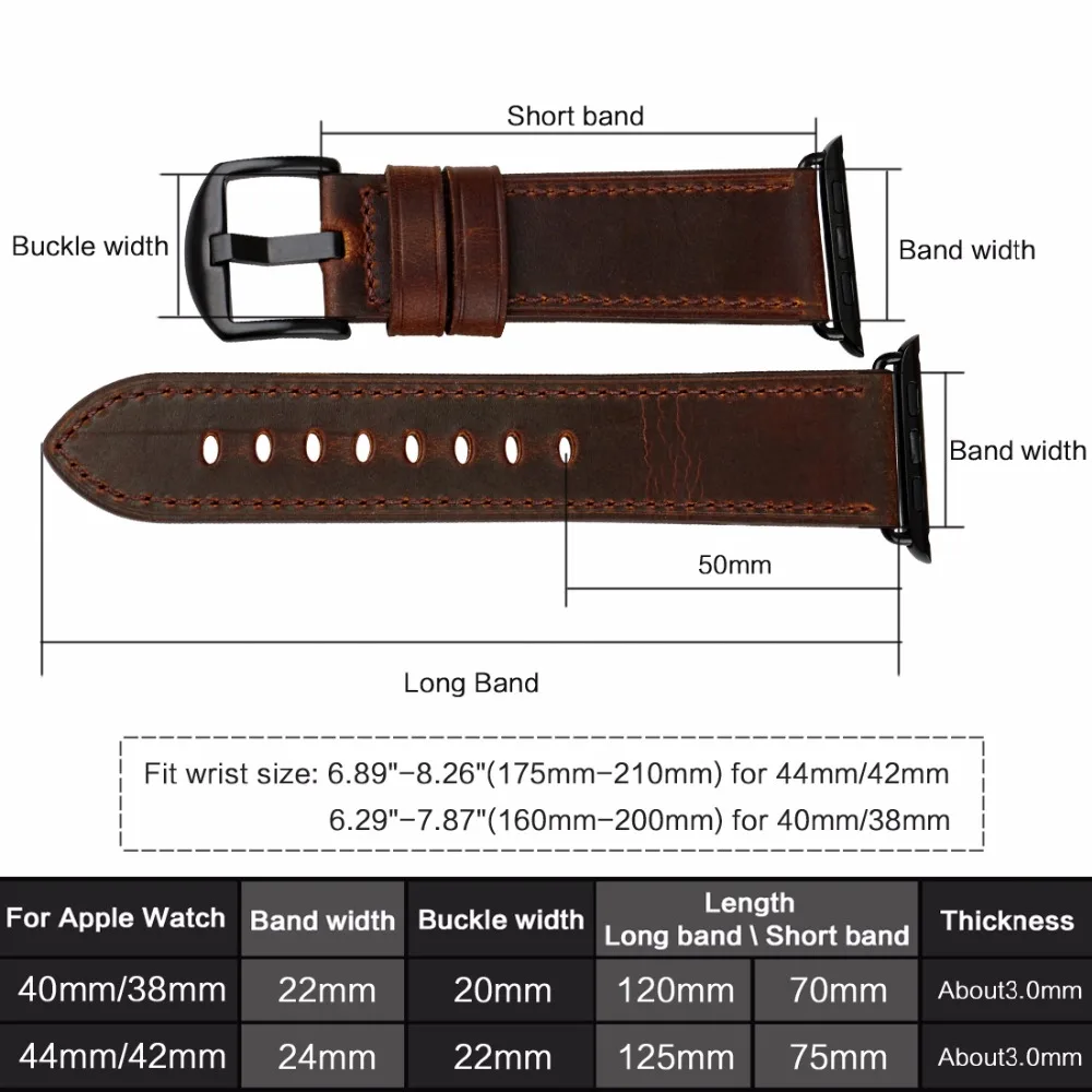 Ремешок сменный MAIKES кожаный для Apple Watch Band 40 мм 44 Series 6 5 4 iWatch 42 38 3 2 1|Ремешки часов| |
