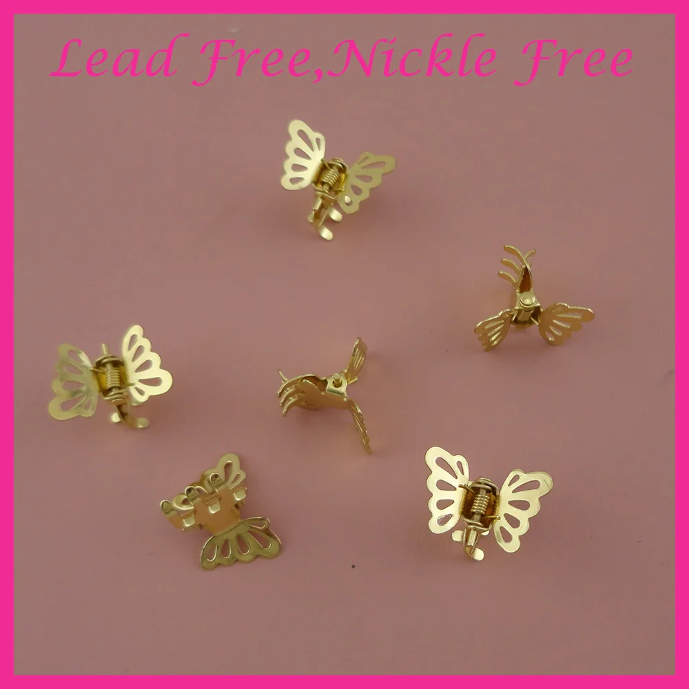 30 шт. Золотые толстые филигранные бабочки металлические заколки для волос