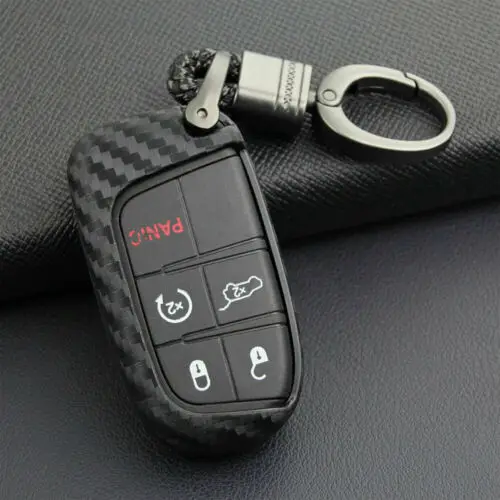 Брелок из углеродного волокна с кольцом для Jeep Grand Cherokee и Renegade Compass Dodge Durango jource charger