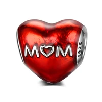 authentic 925 sterling silver bead fashion mom red heart beads for original pandora charm bracelets bangles jewelry