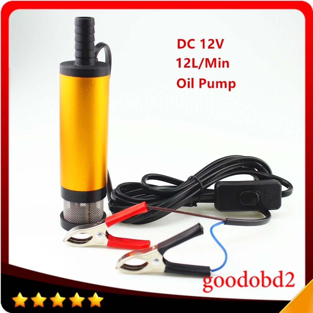 

Vehicle DC12V Oil Pump 38MM Electric Water Oil Car Camping Submersible Diesel Transfer Pump Fuel Oil Aluminium Alloy Belt 12L/Mi