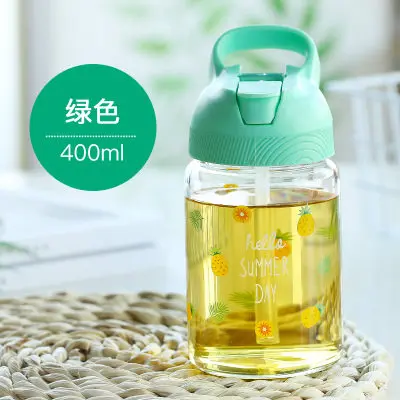 cyan 400 мл стеклянная чашка для молока, Детская кружка для молока, бутылка для воды, кружки для сока для детей, школьная колба для воды, стакан - Цвет: cyan