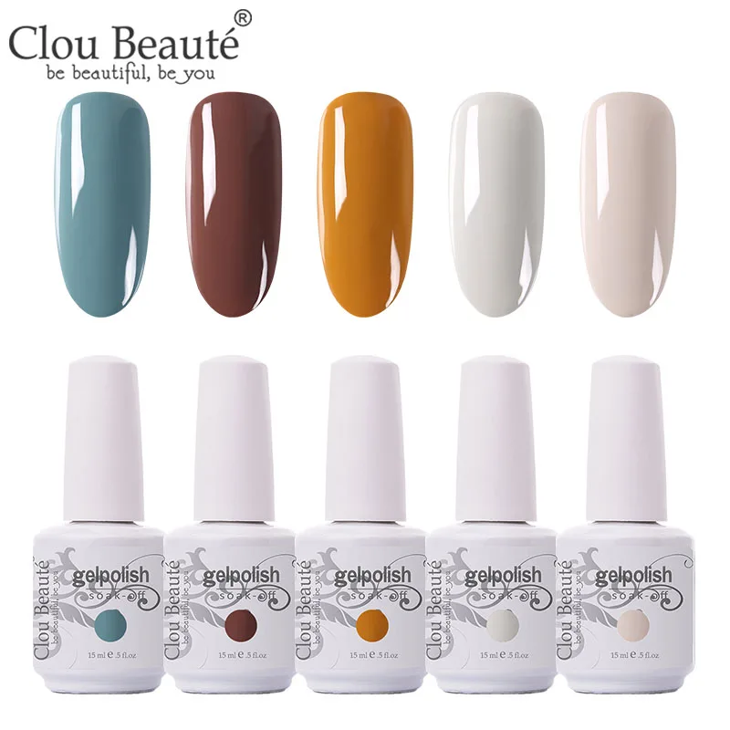 Clou Beaute 5 шт./лот УФ гель лак для ногтей Набор для маникюра геллак Полупостоянный гибридный дизайн ногтей УФ-гель для ногтей - Цвет: 5pcs-15ml-ZH05