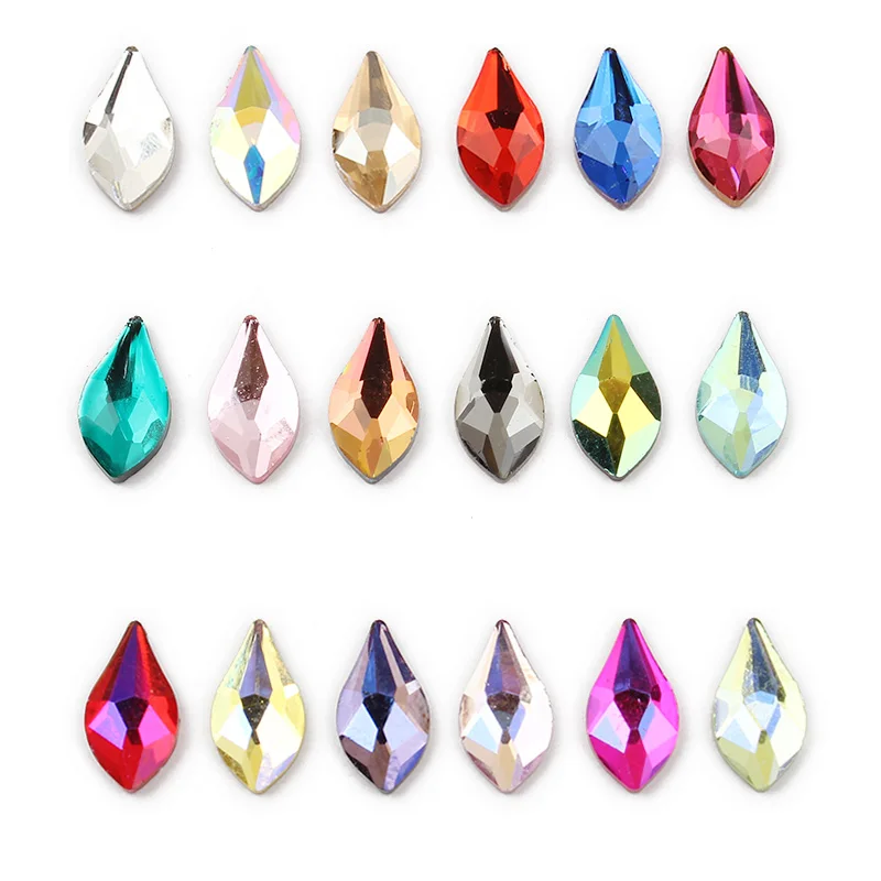 30pcs Pear Nail Mix Color Rhinestones Gems Diamond Gold Bottom Flat Back Strass Stone 3D Charms Nails Accessories