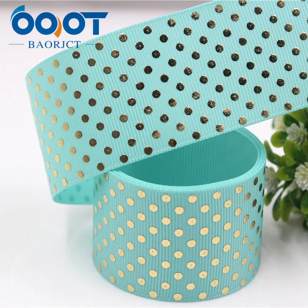 

OOOT BAORJCT 1710052 38mm 10yards Pure gold foil Ribbons Thermal transfer Printed grosgrain Wedding Accessories DIY materials