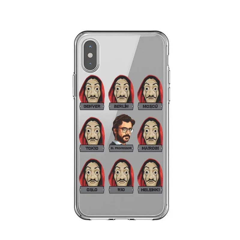 TPU La casa de papel Tokio Spanish tv Coque, прозрачный мягкий Силиконовый ТПУ чехол для телефона чехол для iPhone 5 5S SE 6 6s 7 8 Plus X XR XS MAX - Цвет: TPU