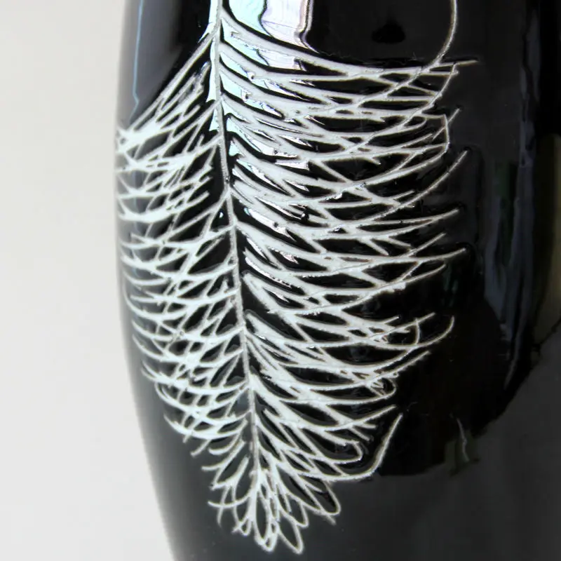 Керамическая фарфоровая настольная ваза набор (3 шт.) с простым узором из перьев