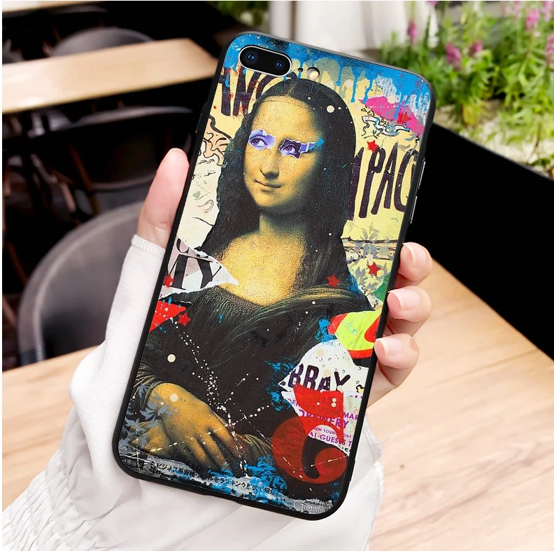 Mona Lisa забавный чехол в художественном стиле с прозрачной рамкой мягкий