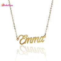 girl name emma charm necklace for women script nameplate pendant gold color stainless steel wedding bridesmaid jewelry nl2387