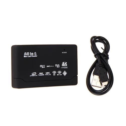 All in One Memory USB External Card Reader SD SDHC Mini Micro M2 MMC XD CF Black High Quality - Цвет: Черный
