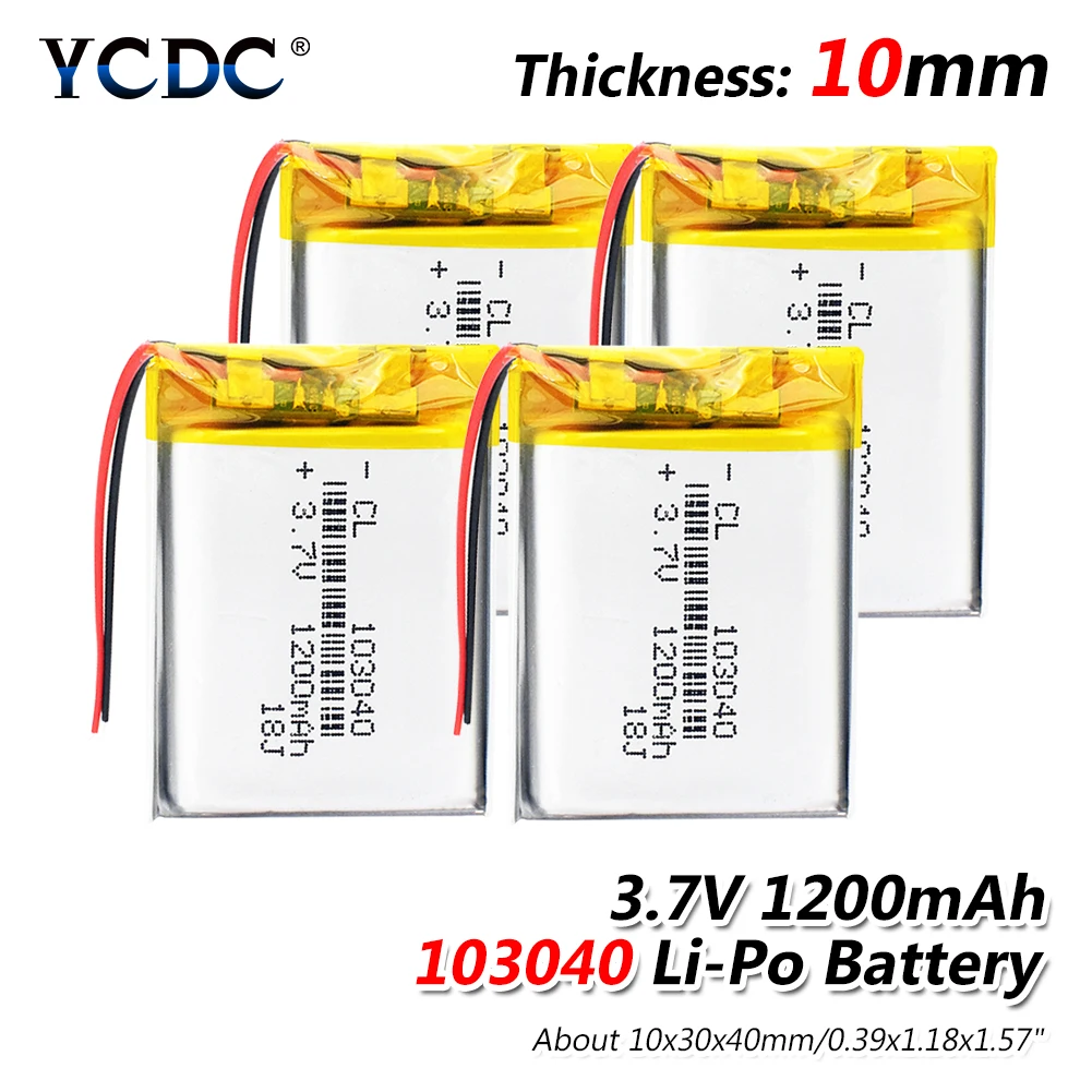 3 7 V 1200mAh 103040 Lipo аккумуляторная батарея для MP3 MP4 MP5 DVD BT динамик|Перезаряжаемые