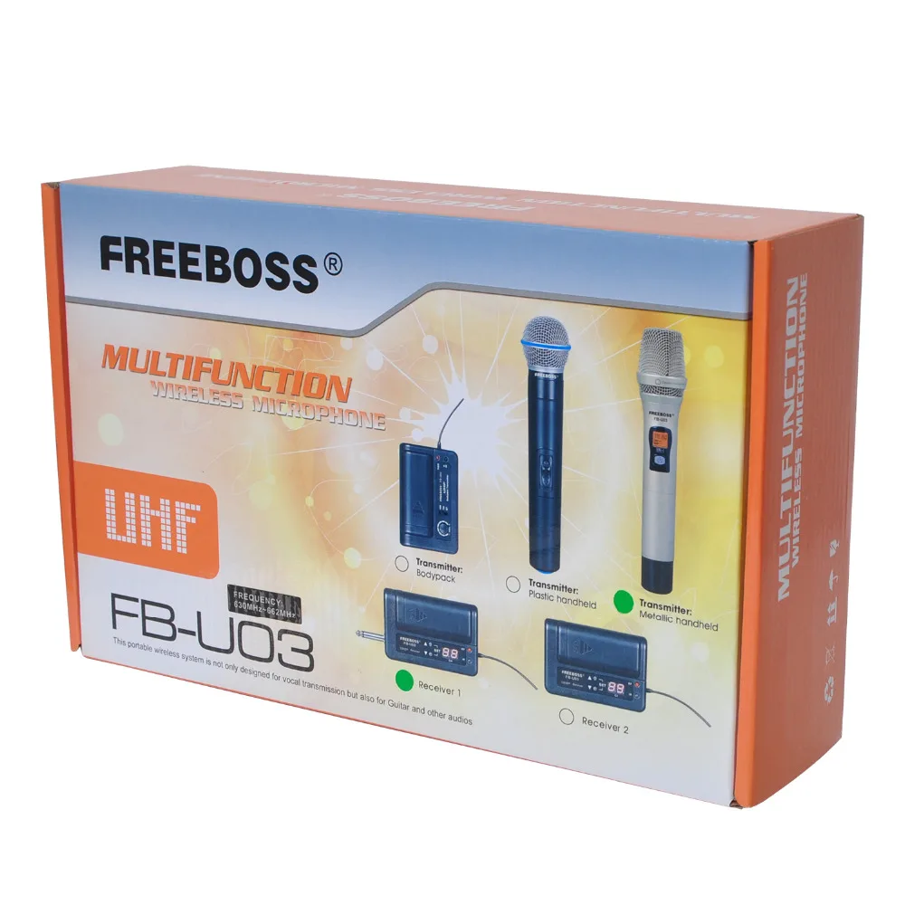 Металлический ручной передатчик FREEBOSS 1 Way беспроводной микрофон для камеры