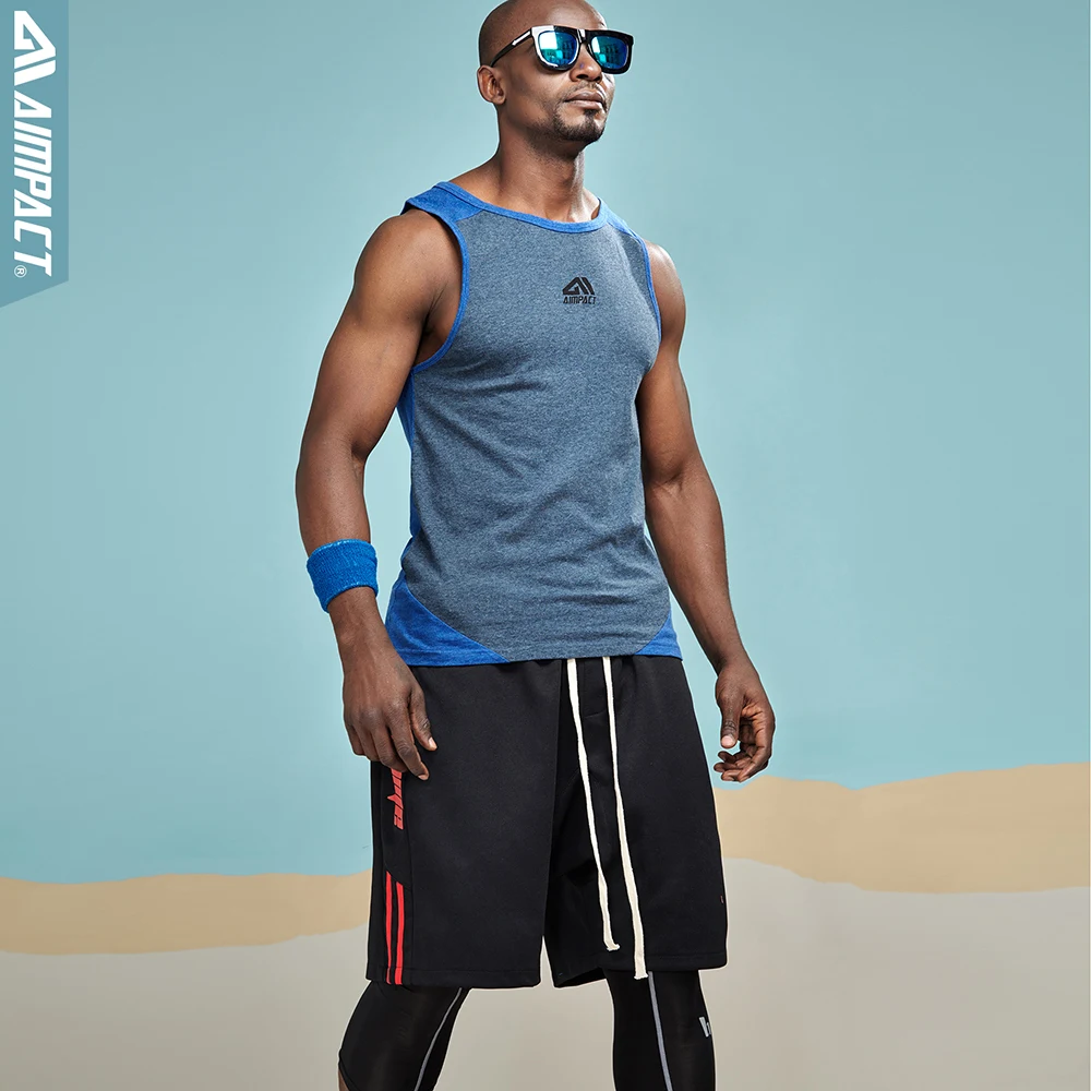 Aimpact хлопковые мужские майки новые модные повседневные рубашки GYMTees брендовая одежда Мужская спортивная одежда без рукавов AM1024