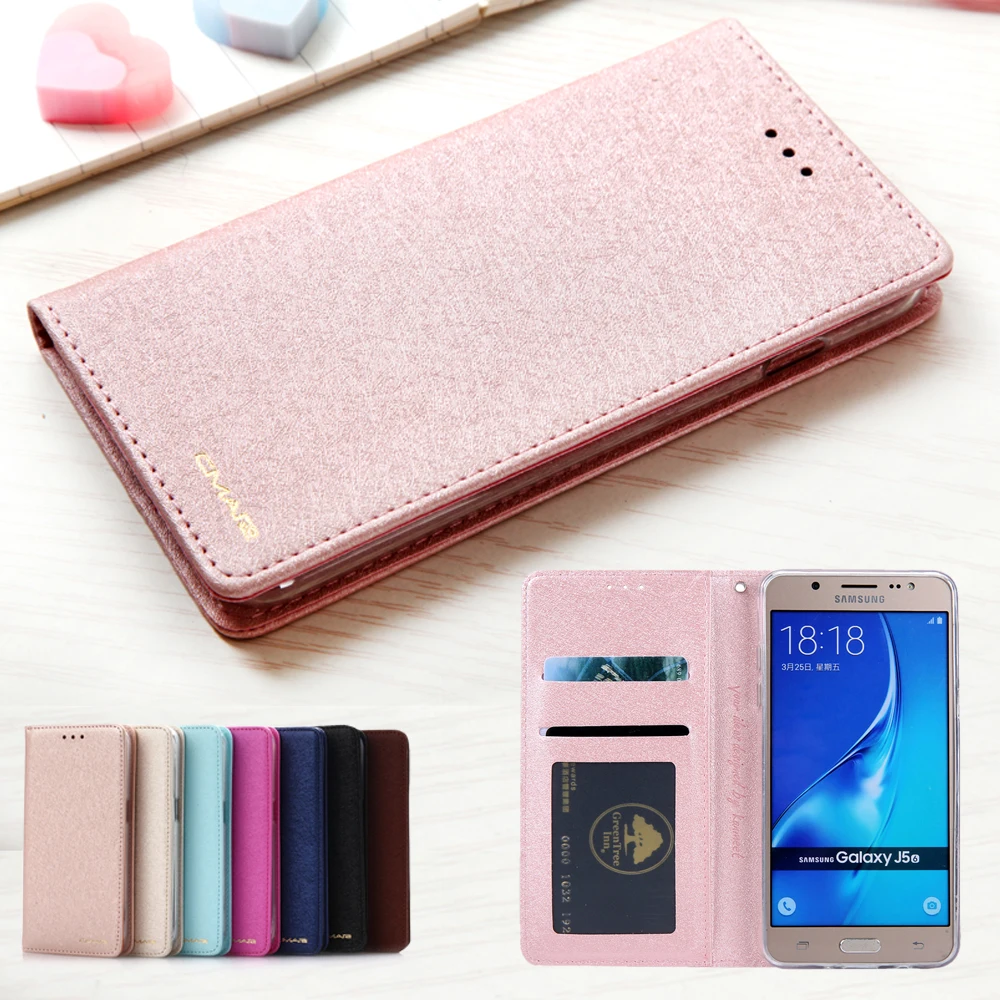 Магнитный Флип-кейс для Coque samsung J5 2016 кожаный чехол + силиконовый шелковый кошелек