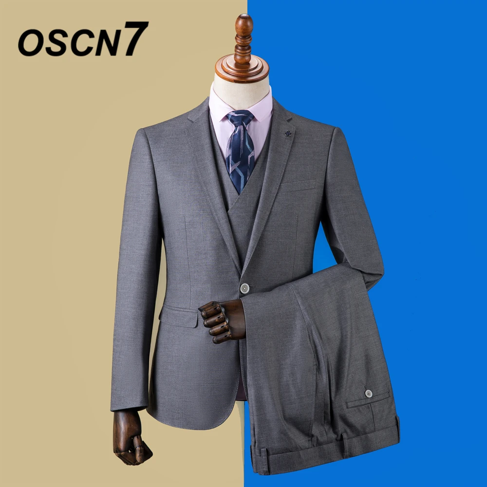 OSCN7 2019 Костюмы Под заказ в полоску для мужчин приталенный костюм свадебной