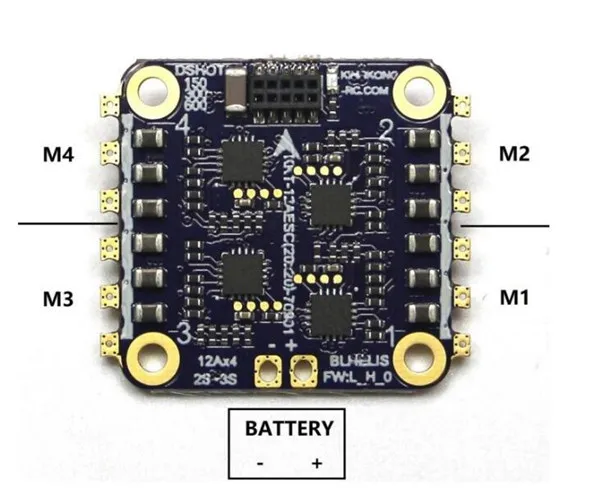LDARC/Kingkong KK Flytower часть 20x20 мм 12A/20A BLheli_S 2-4S DShot600 4 в 1 ESC для RC моделей рама контроллера полета