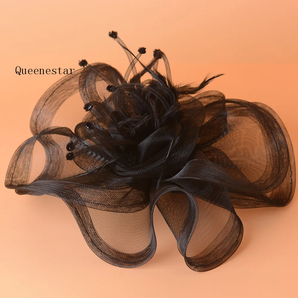 New Vogue Black Wedding Hat Fascinator Clip Feather Mesh Net Headdress Women Bridal Cocktail Gauze Floral Hair Accessories |