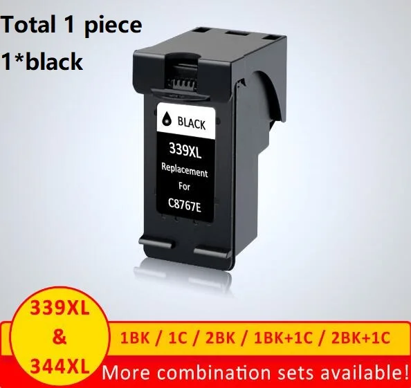 1pc Black XiangYu 339 344 чернильный картридж для hp 339 344 с чернилами hp Deskjet 6520 6540 5740 5745 5940 Photosmart 2575 2610 2710 8050 6520 принтер - Цвет: 1pc Black