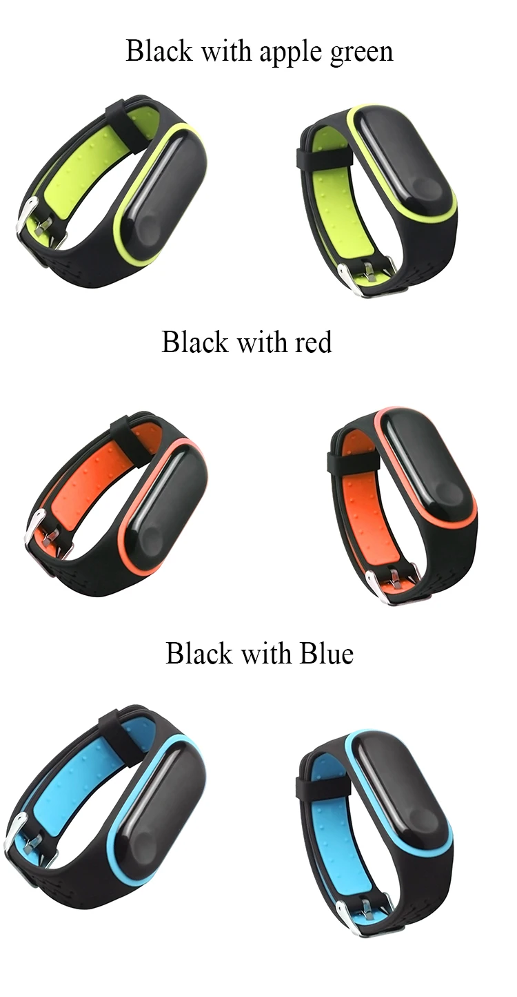 BOORUI силиконовый двойной цвет спортивный Miband 3 ремешок анти-потеря замена ремешок для xiaomi miband 3 с модной пряжкой