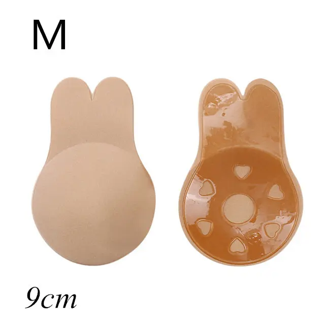 nylon rabbit skin M Спереди Пряжка пуш-ап невидимый бюстгальтер для женщин бюстгальтеры без бретелей накладки на грудь липкий силиконовый самоклеящийся белье бежевый/черный - Цвет: nylon rabbit skin M