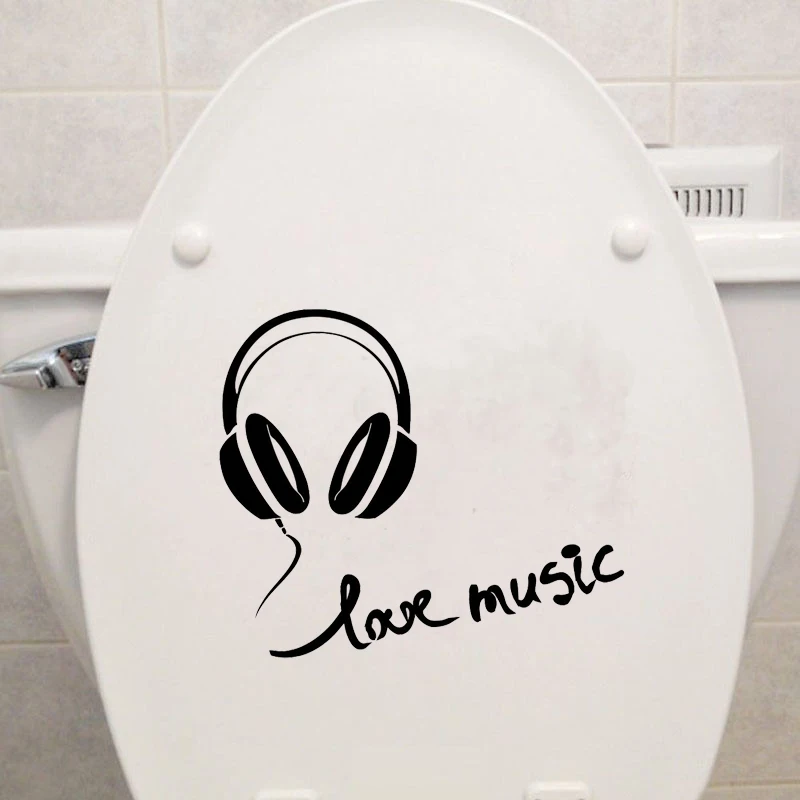 Наушники люблю музыку модные ванная комната стены наклейка для туалета винил