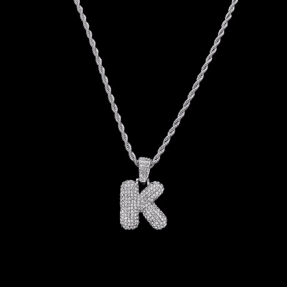 Сплав Bling Bubble Intial Let Iced Out горный хрусталь A-Z начальный кулон золотистый Серебристый с розой Подвеска золотого цвета кулон ожерелье