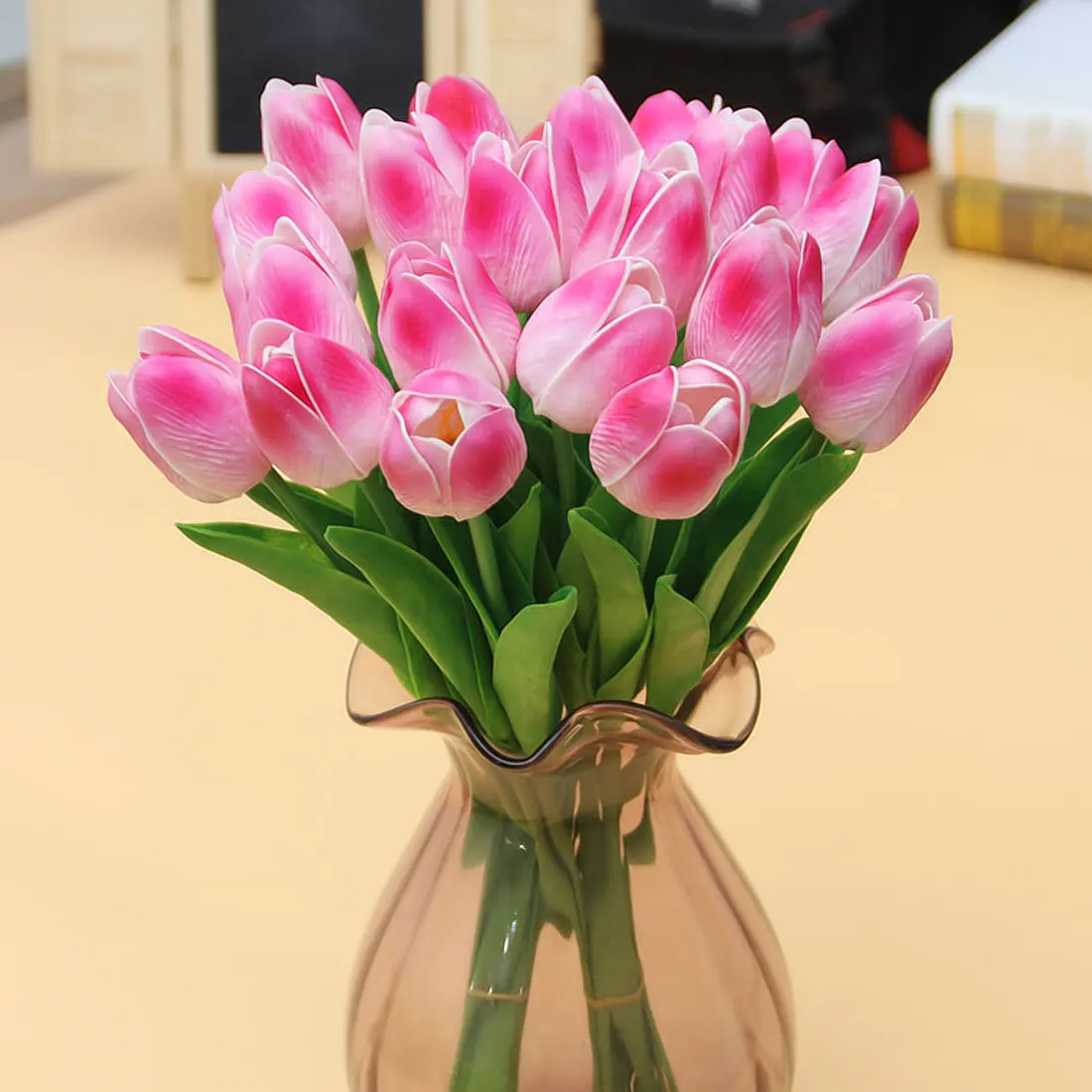 Искусственный шелк воздуходувки PU Тюльпан Flower Настоящее прикосновение