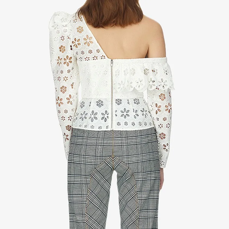 VGH Весенняя Сексуальная рубашка с открытыми плечами и длинным рукавом