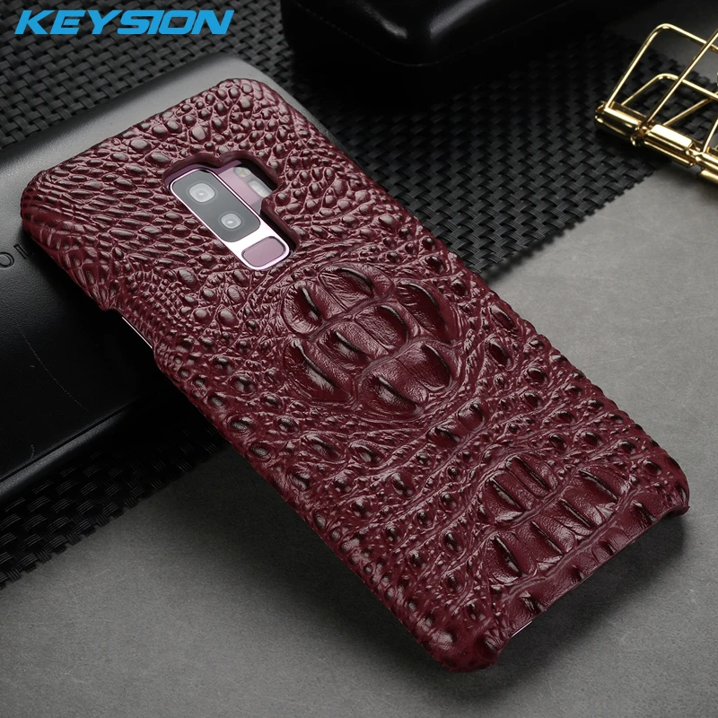 KEYSION Phone Case for Samsung Galaxy S9 Plus Luxury Genuine Leather Crocodile Pattern Back Cover S9+ Anti-knock | Мобильные