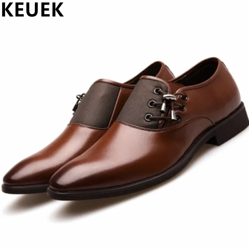 

Classic Gentleman Shoes Men Business Dress Shoes Genuine Leather Oxford Shoes Fashion Flats Sapato Black Brown Brogue Shoes 061