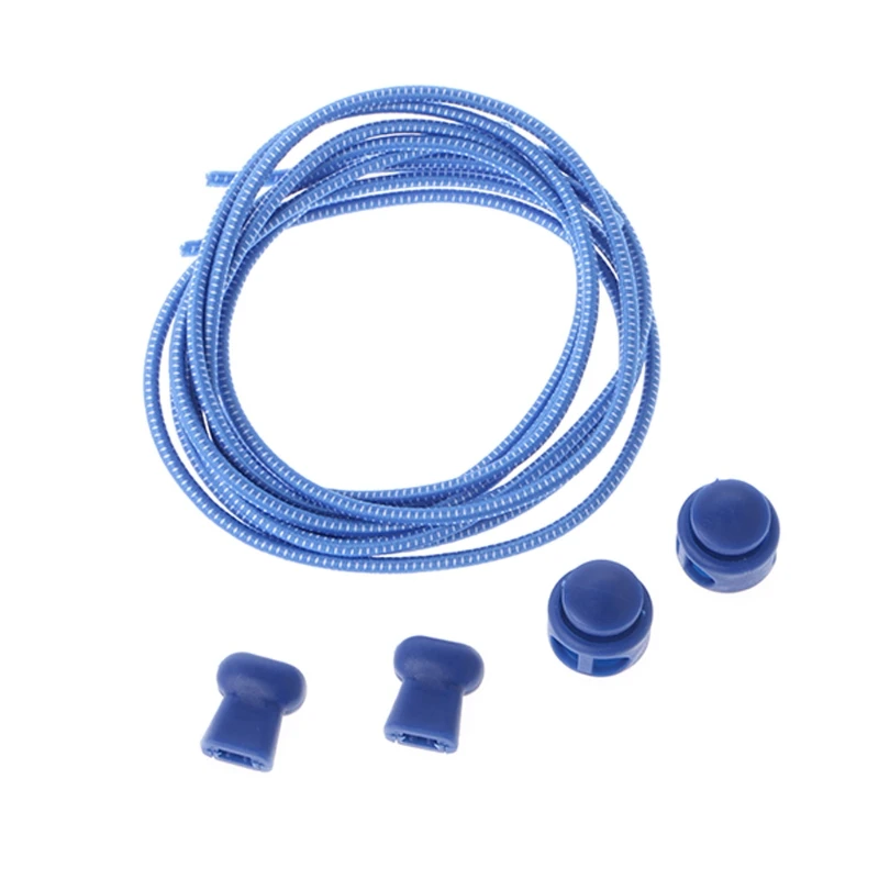 Blue 1 комплект 100 см Красочный Круглый Эластичный шнурок Пружинная Застежка без завязок для взрослых детей - Цвет: Blue