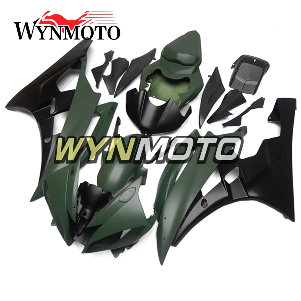 

Полный комплект обтекателей для Yamaha R6 2006-2007 06 07 лет инъекции ABS пластмасса Кузов мотоцикла армейский зеленый полные коровы Новинка