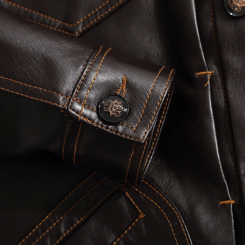 Мужская кожаная куртка Дизайнерская с воротником-стойкой повседневная